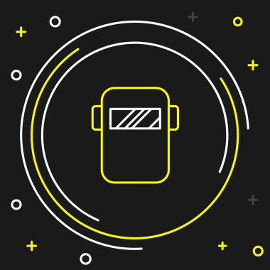 Çizgi Koruyucu Kask simgesi siyah arkaplanda izole edildi. Koruyucu giysi ve alet işçisi. Renkli taslak konsepti. Vektör