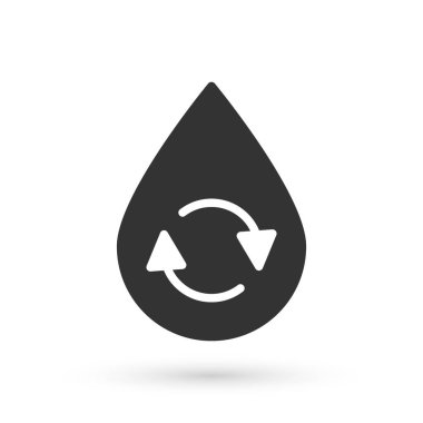 Gri Geri Dönüşüm Temiz Su simgesi beyaz arka planda izole. İşaret geri dönüşümlü bir damla su. Vektör