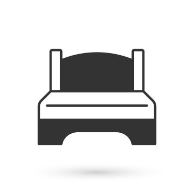 Beyaz arka planda iki ya da bir kişi için büyük gri yatak. Vektör