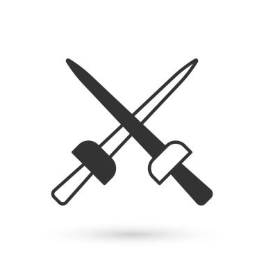 Beyaz arka planda gri eskrim simgesi izole edildi. Spor malzemeleri. Vektör