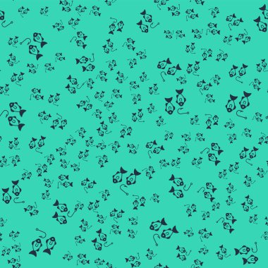 Black Fishing hook under water with fish icon isolated seamless pattern on green background. Fishing tackle.  Vector
