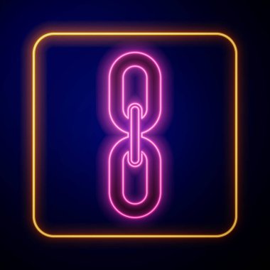 Glowing neon Chain link icon isolated on black background. Link single. Hyperlink chain symbol.  Vector