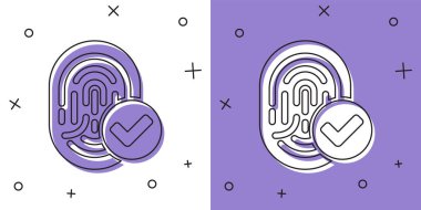 Set Fingerprint icon isolated on white and purple background. ID app icon. Identification sign. Touch id.  Vector