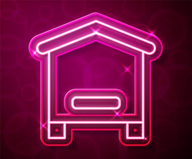 Kırmızı arka planda izole edilmiş arılar için parlayan neon hattı Kovan. Arı kovanı sembolü. Apiary ve arı yetiştiriciliği. Tatlı doğal yemek. Vektör