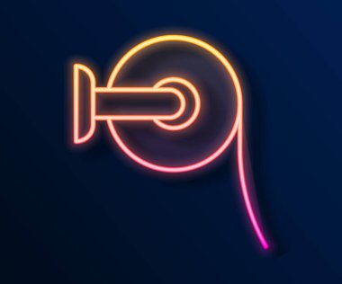 Parlayan neon hattı tuvalet kağıdı rulosu simgesi siyah arkaplanda izole edildi. Vektör