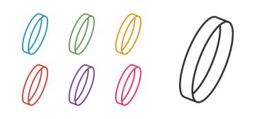 Alyans simgesini beyaz arkaplanda ayır. Gelin ve damat mücevher tabelası. Evlilik sembolü. Elmas yüzük. Simgeleri renklendirin. Vektör