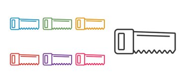 Çizgi El, beyaz arkaplanda izole edilmiş bir simge gördü. Simgeleri renklendirin. Vektör