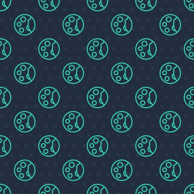 Green line Moon phases icon isolated seamless pattern on blue background.  Vector