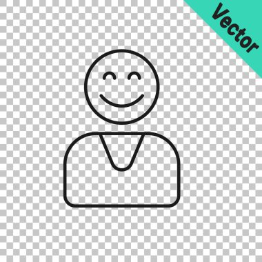 Black line Happy customer icon isolated on transparent background.  Vector