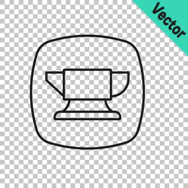 Siyah çizgi demirci örs aracı simgesi şeffaf arkaplanda izole edildi. Metal dövmesi. Kalpazanlık aleti. Vektör