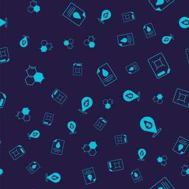 Set Molecule oil, Canister for gasoline, Contract money and pen and Oil drop with dollar symbol on seamless pattern. Vector