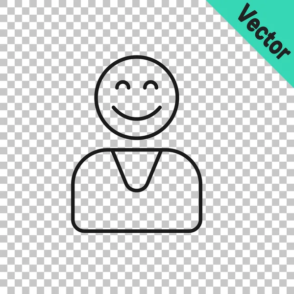 Black line Happy customer icon isolated on transparent background.  Vector