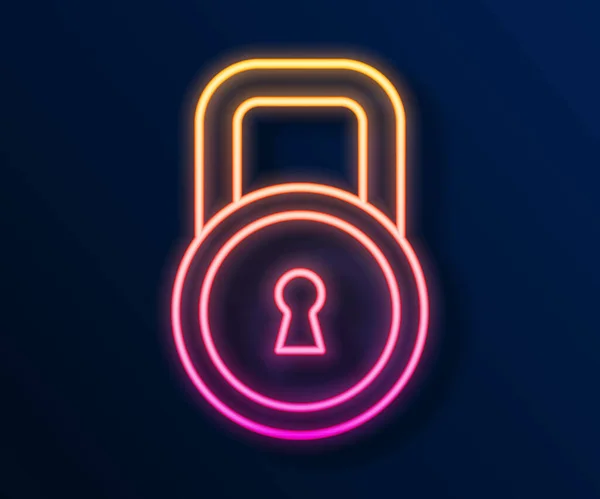 Glowing Neon Line Lock Icon Isolated Black Background Padlock Sign — Stock Vector