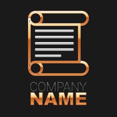 Satır Kararnamesi, kağıt, parşömen, parşömen simgesi siyah arkaplanda izole edilmiş. Renkli taslak konsepti. Vektör