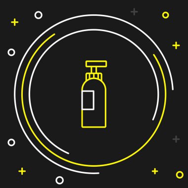 Siyah arka planda izole edilmiş bir şampuan ikonu çizgisi. Renkli taslak konsepti. Vektör