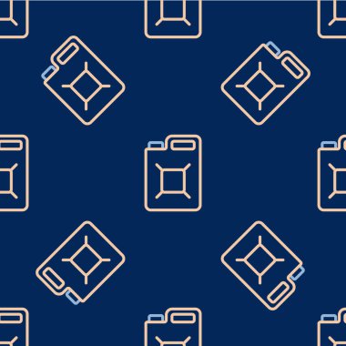 Line Canister for gasoline icon isolated seamless pattern on blue background. Diesel gas icon.  Vector