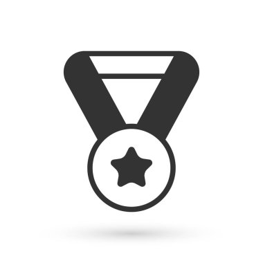 Beyaz arka planda gri madalya ikonu izole edildi. Kazanan sembol. Vektör