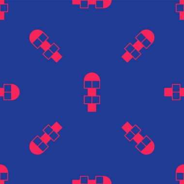 Kırmızı Seksek ikonu mavi arka planda kusursuz desen izole etti. Çocuklar için asfalt kaplama çizimi. Vektör