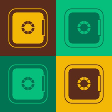 Pop Art Safe simgesi renk arkaplanında izole edildi. Kapı, şifreli bir banka kasası. Güvenilir Veri Koruma. Vektör