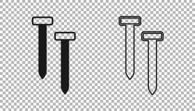 Siyah Metalik tırnak simgesi şeffaf arkaplanda izole edildi. Vektör