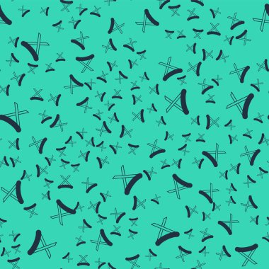 Black Camping portable folding chair icon isolated seamless pattern on green background. Rest and relax equipment. Fishing seat.  Vector