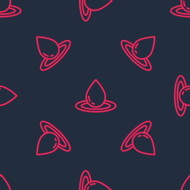 Kırmızı çizgi su damlası simgesi siyah arkaplanda izole edilmiş. Vektör