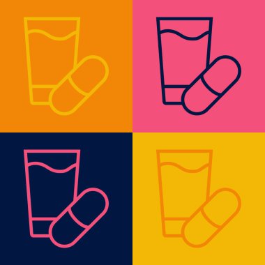 Pop sanat eseri uyku hapı ikonu renk arkaplanına izole edilmiş. Vektör