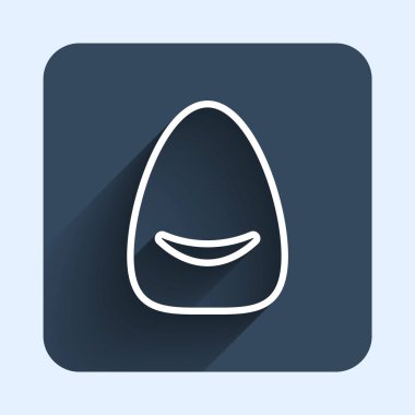 White line Pouf icon isolated with long shadow background. Soft chair. Bag for the seat. Comfortable furniture armchair. Blue square button. Vector