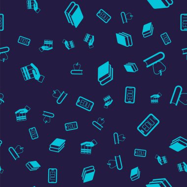 Set Book donation, with apple,  and Online education on seamless pattern. Vector