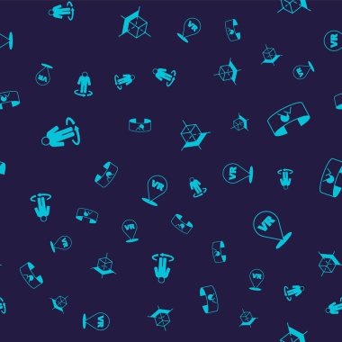 Set 3d modeling, 360 degree view,  and Virtual reality on seamless pattern. Vector