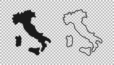 Black Map of Italy icon isolated on transparent background.  Vector