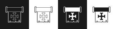 Haçlı Seferi simgesini siyah beyaz arkaplanda izole et. Vektör