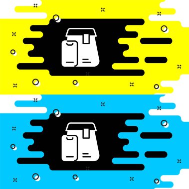 White Online sipariş ve fast food dağıtım ikonu siyah arka planda izole edildi. Vektör