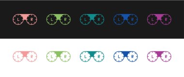 Siyah ve beyaz arkaplanda kontak lens simgesini ayır. Görme bakımı, lens hijyen konteynırı. Vektör