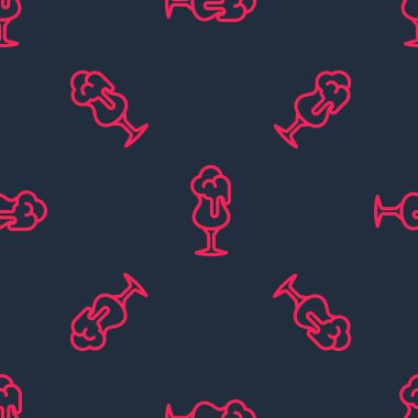 Kırmızı çizgi bira ikonu camı siyah arka planda izole edilmiş. Vektör