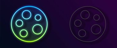 Parlayan neon hattı Ay simgesi siyah arkaplanda izole edildi. Vektör