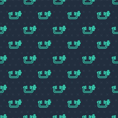 Green line Clamp and screw tool icon isolated seamless pattern on blue background. Locksmith tool.  Vector