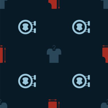 Set Sewing pattern, T-shirt on hanger and Leather on seamless pattern. Vector