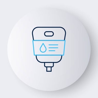 Serum torbası simgesi beyaz arkaplanda izole edildi. Kan torbası. Kan bağışı konsepti. Tedavi ve terapi kavramı, kemoterapi. Renkli taslak konsepti. Vektör