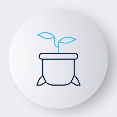 Çömlek simgesindeki Çizgi Tesisi beyaz arkaplanda izole edildi. Tencerede yetişen bir bitki. Saksı bitkisi işareti. Renkli taslak konsepti. Vektör