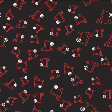 Çizgi El Arabası simgesi siyah arkaplanda izole edilmiş. Alet edevat. Tarım arabası tekerlek çiftliği. Vektör