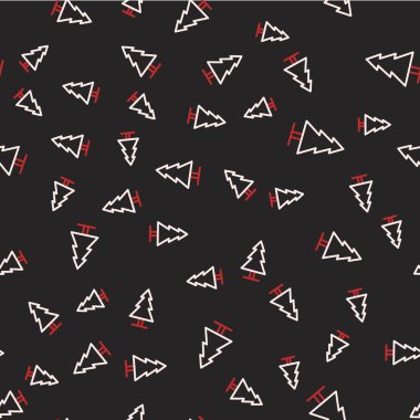 Çizgi Ağacı simgesi siyah arkaplanda izole edilmiş. Orman sembolü. Vektör