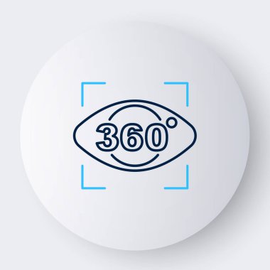 Beyaz arkaplanda 360 derecelik görünüm simgesi izole edildi. Sanal gerçeklik. 360 derecelik açıyla. Panorama fotoğrafı. Renkli taslak konsepti. Vektör