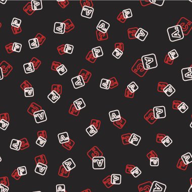 Çizgi Bingo simgesi siyah arkaplanda izole edilmiş kusursuz desen. Amerikan tombala oyunu için piyango biletleri. Vektör