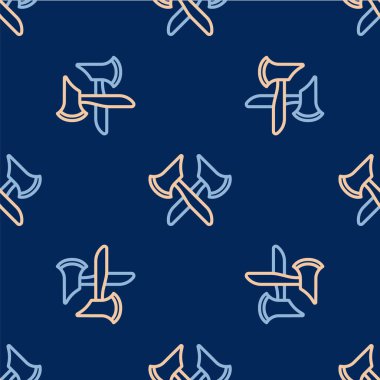 Ahşap çizgili balta simgesi mavi arka planda izole edilmiş. Oduncu baltası. Vektör