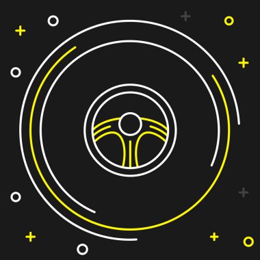 Çizgi Yarış Direksiyon ikonu siyah arka planda izole edildi. Araba tekeri ikonu. Renkli taslak konsepti. Vektör