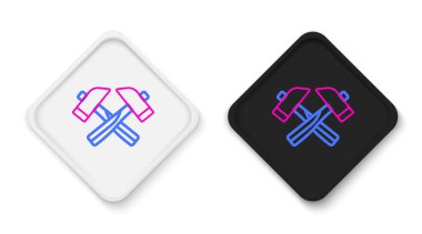 Çizgiyi aşan çekiç simgesi beyaz arkaplanda izole edilmiş. Tamir için bir araç. Renkli taslak konsepti. Vektör