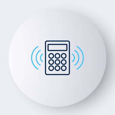 Beyaz arkaplanda görüntü simgesi izole edilmiş çizgi güvenlik kontrol paneli. İçeri girmek için güvenlik sisteminin tuş takımı. Renkli taslak konsepti. Vektör