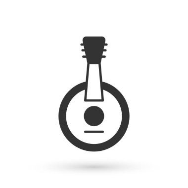 Gri Banjo simgesi beyaz arkaplanda izole edildi. Müzik aleti. Vektör