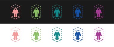 Siyah ve beyaz arkaplanda 3 boyutlu modelleme simgesini ayır. Artırılmış gerçeklik mi yoksa sanal gerçeklik mi? Vektör